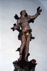 Statue des hl. Sebastian in der Pfarrkirche Siebenlinden
Foto: W. Fröhlich, Zwettl; StAZ, Sign. BA 05/6/12